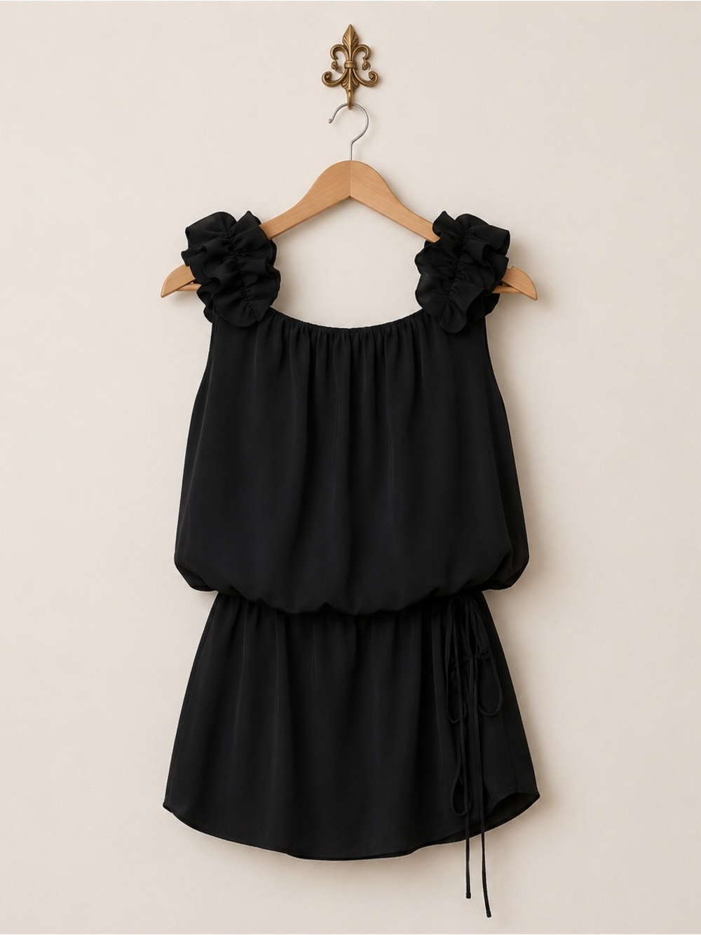 Thread Social black silk sleeveless flirty little black cocktail dress 10